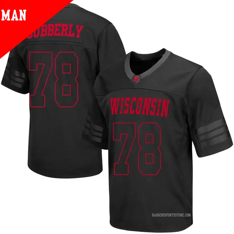 Men s 78 Colin Cubberly Wisconsin Badgers Game Black out College Jersey